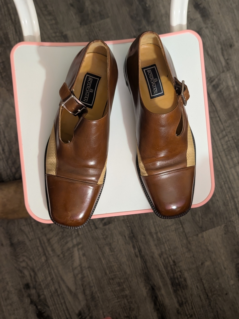 Bostonian Men’s Brown Leather Monk Strap Dress Shoes